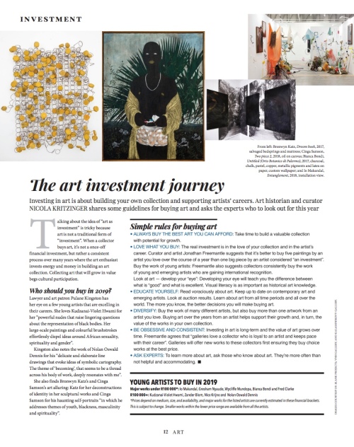 Business Day Art Supplement - The Art Investment Journey - Nicola Kritzinger - 13 Feb 2019